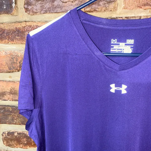 Under Armour Purple Power Alloy Short Sleeve Training Tee Women's Size Large - Image 2