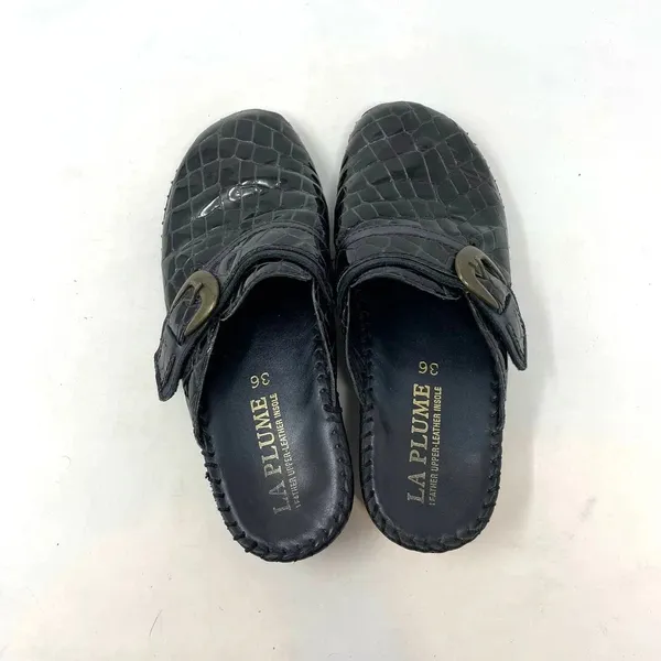 La Plume Judy Black Patent Leather‎ Crocodile Clog Mules Size 36 / US 6 - Image 6
