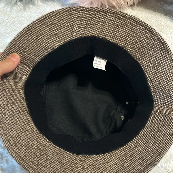 Stylish Brown Wool Tweed Bucket Hat - Image 6