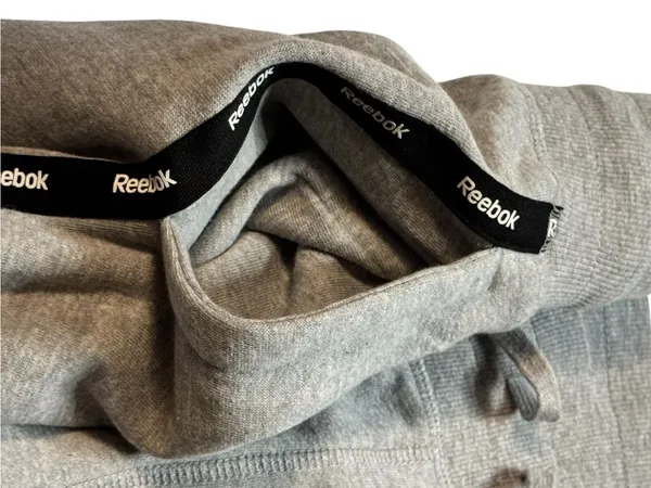 Reebok Light Gray Joggers with Black Logo Side Sz M - Image 3