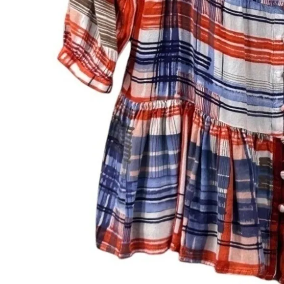 Maeve Peplum Top Red White Blue‎ Small - Image 6