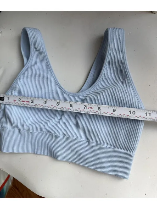 Aerie Light Blue Ribbed Sports Bra Top Size S/P - Image 4