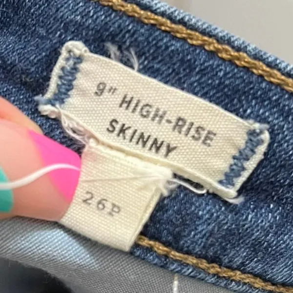 Madewell Skinny Jeans 9" High Rise Blue Denim Dark Wash Button-Fly Sz 26 P - Image 7