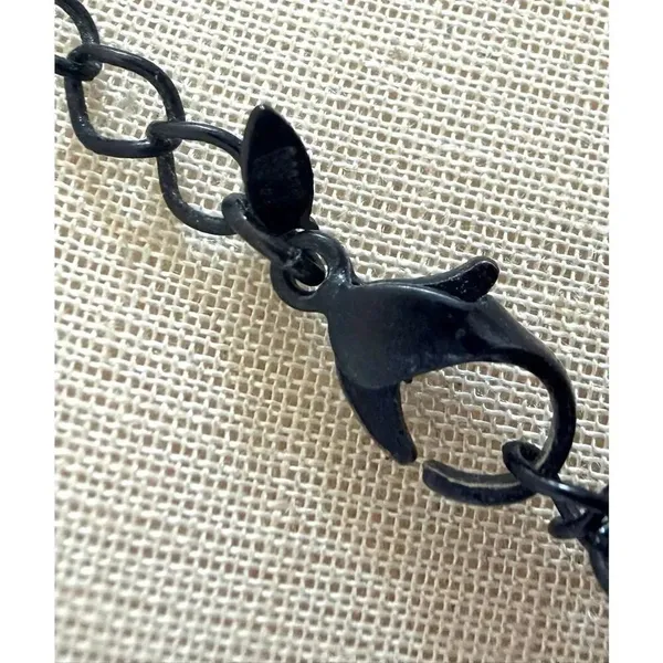 Avon Vintage Black Filigree Statement Necklace Gothic Lace Pendant - Image 8
