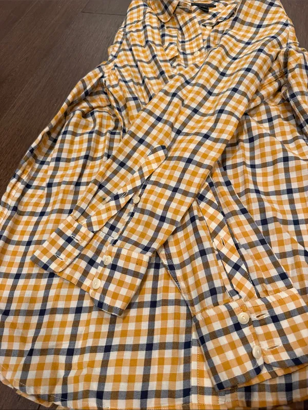 J. Crew Yellow and Navy Plaid Button-Down Shirt Size 10 - Women’s - C1-615 - Image 7
