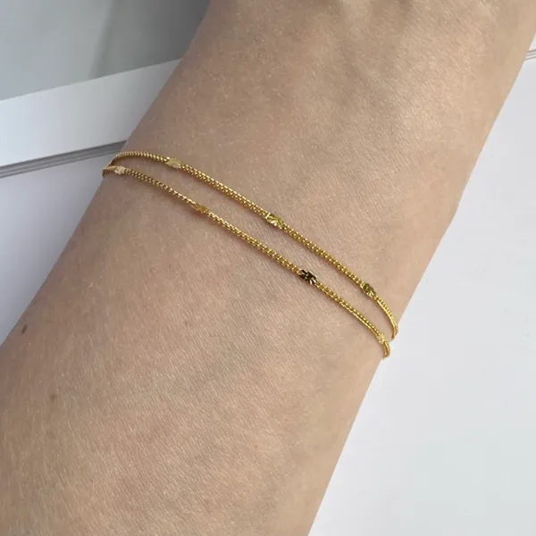 Adjustable Double Layer Link Chain Bracelet for Women Gold - Image 5