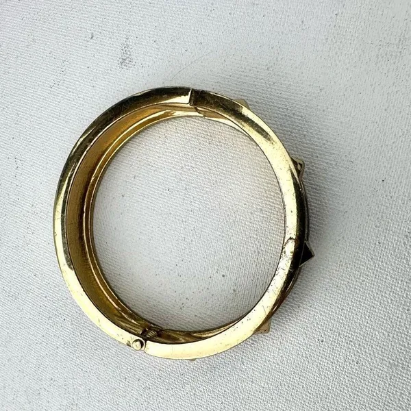 Silver and gold tone sparkly bangle hinged bracelet - Image 7