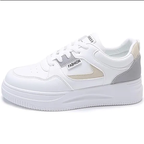 Women's White Gray Platform Chunky Athletic Fashion‎ Sneaker Shoes, Size 7 - Image 7