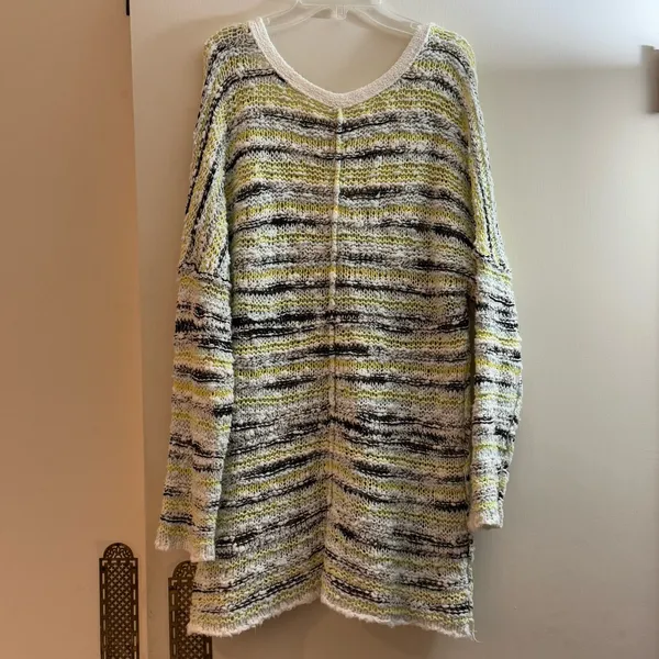 Free People Marled Songbird Pullover black striped sweater size medium - Image 8