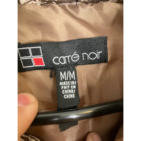 Carre Noir bronze metallic puffer coat women's size medium full‎ zip cozy winter - Image 3