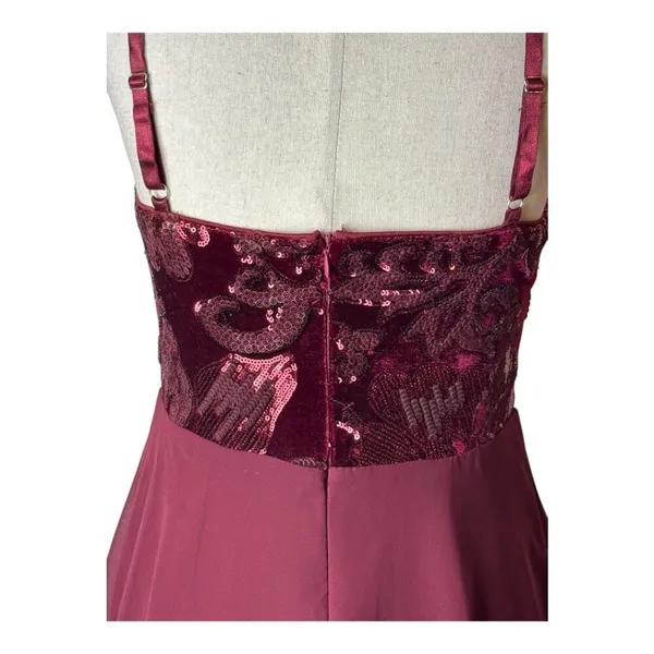 Lulus Dress Women Medium Burgundy Time of Love Sequin Halter‎ Skater Mini Prom - Image 8