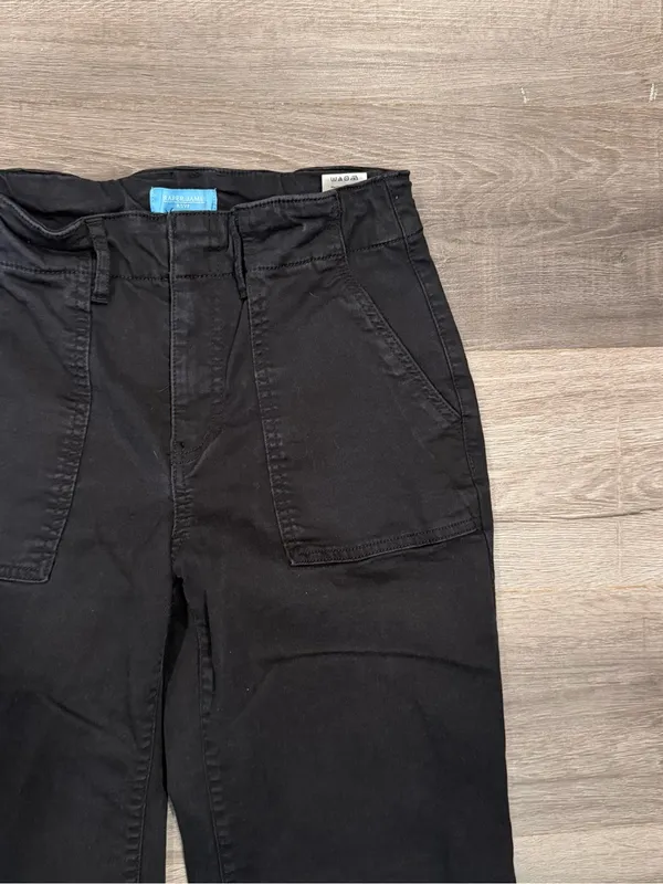 Draper James Wide Leg Crop Jeans Sz 8 Belle Meade Black High Rise Patch Pocket - Image 2