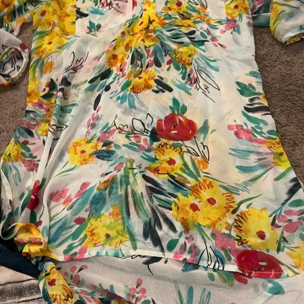 Fig‎ & flower sheer floral tunic top M - Image 6