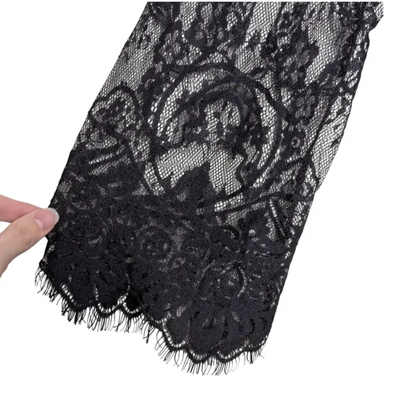 Black Floral Sheer Lace Mini Dress Coverup S Resort Witchy Whimsigoth Romantic‎ - Image 4