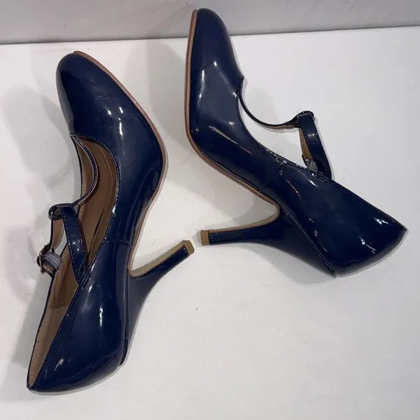 Journee Collection Old Money Business Casual Formal T‎ Strap Stiletto Blue Pumps - Image 10