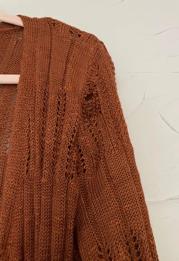 Long Sleeve Loose Knit Sweater Orange Size M - Image 3