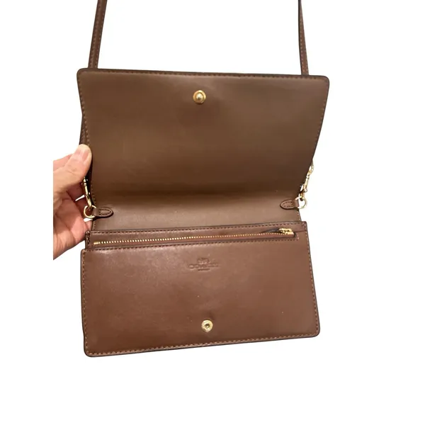 COACH Signature Hayden Folded Over Cross Body Brown 41920 Clutch in Color Block - Image 3