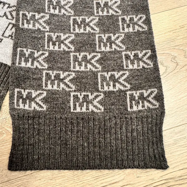 Michael Kors‎ Logo Scarf Black and Grey MK Pattern Thick Knit Winter Scarf - Image 2