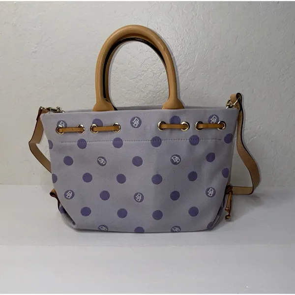Dooney & Bourke Purple Small Tulip Tassel Polka‎ Dot Purse Handbag Chic Cute Y2K - Image 3