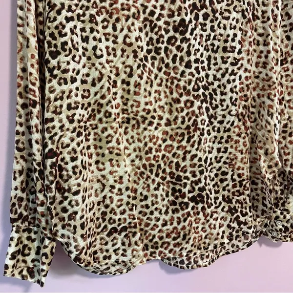 NEW Haute Hippie Tunic Top Sheer Leopard Print Chiffon Boho Modal Popover XS - Image 10