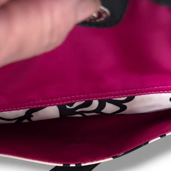 Coach Poppy Floral Graffiti Crossbody Bag Pink Black Satin Y2K Streetwear Purse - Image 12