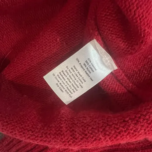 Vintage‎ Talbots Women's Medium Red 3/4 Sleeve Button-Down Cardigan Sweater - Image 3