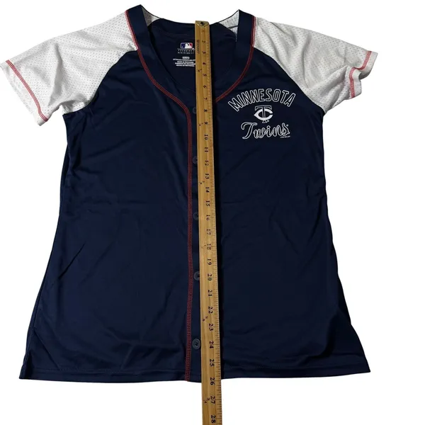 MLB Minnesota Twins Womens Baseball Jersey Navy Blue Medium Sporty NEW - Image 6