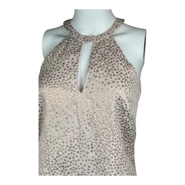 Amanda Uprichard Sleeveless Halter Dress Pink‎ Rose Gold Polka Dots sz S Small - Image 5