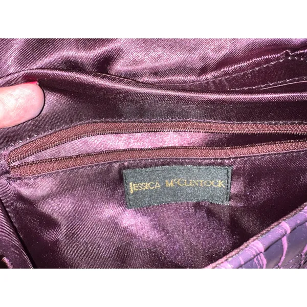 Jessica McClintock Purse Envelope Purple Formal Casual Chain Clutch Y2K Vintage - Image 7