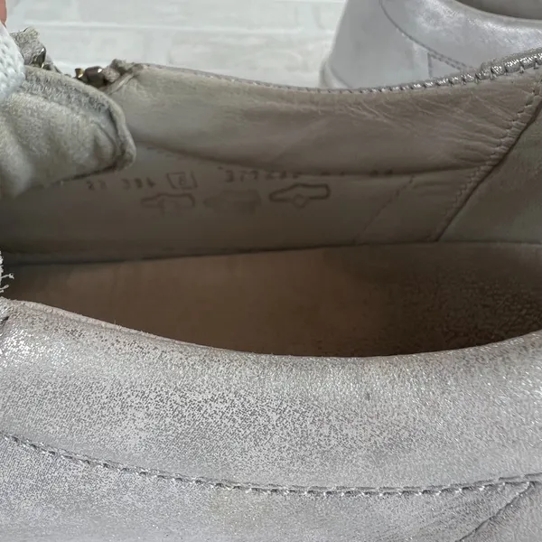 Gabor Platform Sneakers Womens 8 Silver Leather Metallic Lace Up Zip Comfort - Image 8