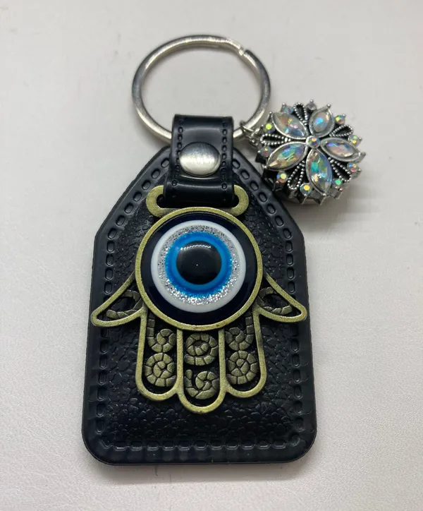 Handmade Hamsa hand evil eye key chain - clear - Image 2