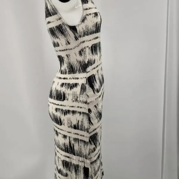 Anthropologie‎ Deletta Dress Small Black White Striped abstract Jersey Stretch S - Image 4