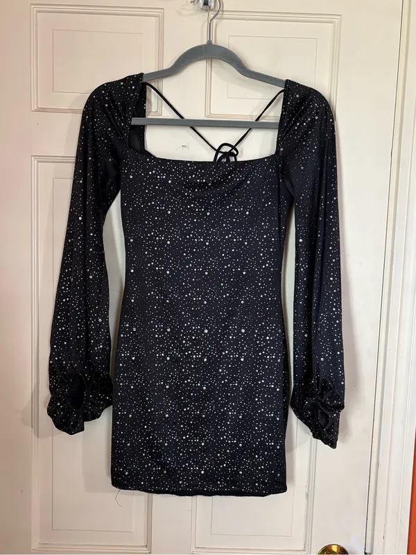 Lucy In The Sky Dress Womens Small Black Sparkle Shantelle Mini Homecoming - Image 8