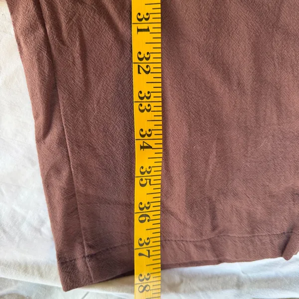 Women's Brown Linen Style Pull On Pants Size M #260323 - Image 2