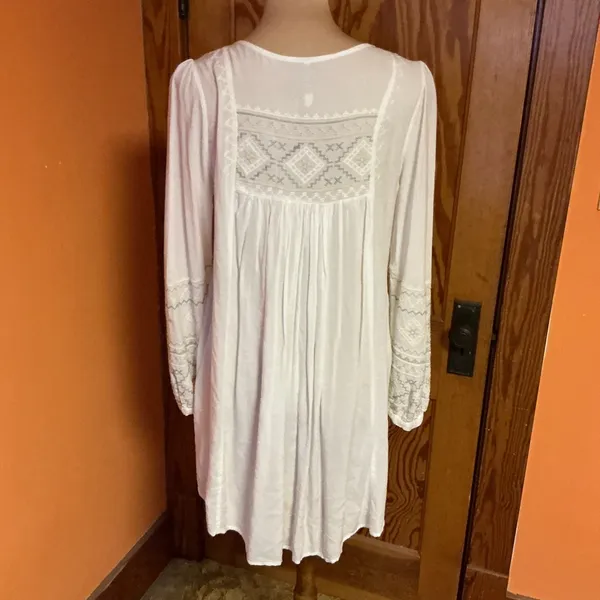 Mollorello White Embroidered Boho Tunic Top Peasant Babydoll Blouse Cottagecore - Image 11