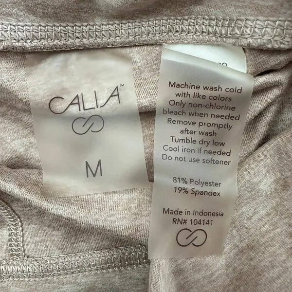 Calia High Rise Bike Shorts Beige Athletic Athleisure Pockets Women's Medium - Image 4