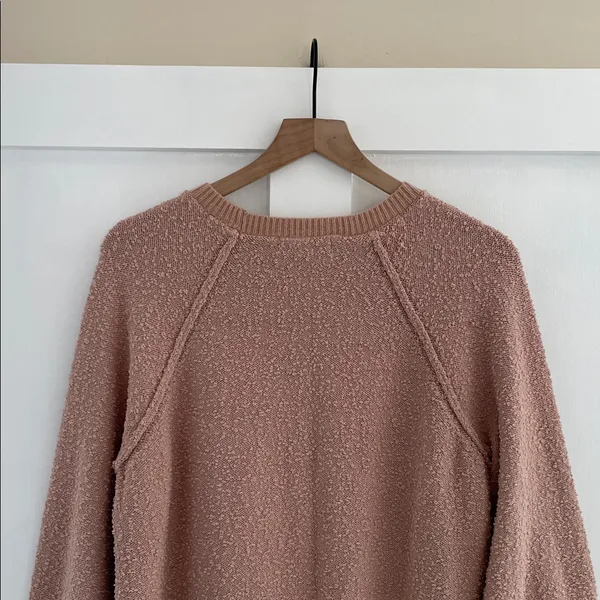 KNOX ROSE Boucle Knit Soft Textured Raglan Sweatshirt Sweater Mauve Pink Size M - Image 6