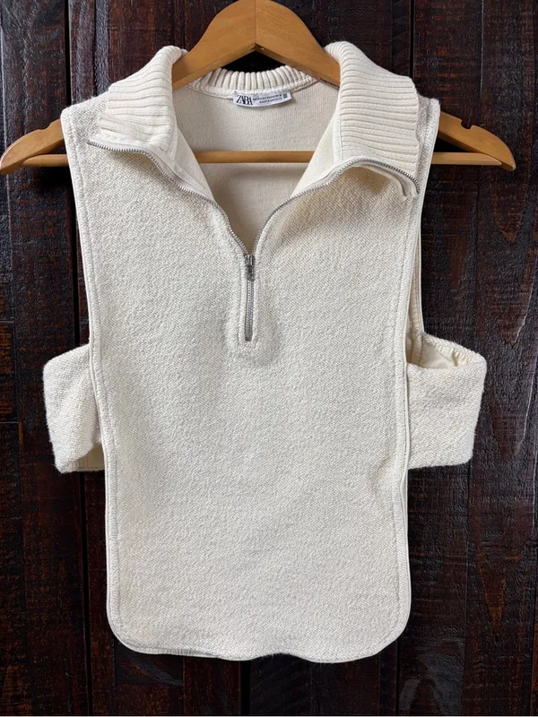 Zara Open Sides Knit Sweater Vest Cape Top XS/S - Image 6