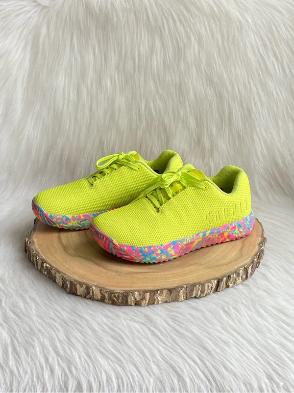 NOBULL Neon Yellow Sneakers with Multicolor Sole - Image 5