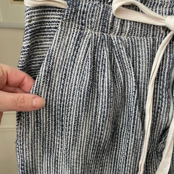 Free People Blue Stripe Taper Pants Tie Waist 4 - Image 4