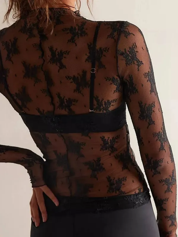 Free People Lady Lux Layering Top- Black - Image 3