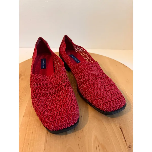 Karen Scott Vintage 90s Red Woven Stretchy Slip on Flats Shoe Size 7.5 - Image 10