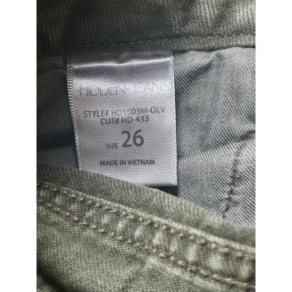 Hidden Belted Olive Green Jeans High Waist Straight Leg‎ Denim Size 26 - Image 5