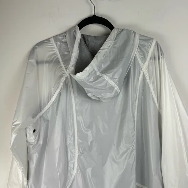 Athleta White Lined Windbreaker Jacket Sz 1X Full Zip Athletic Pockets Hooded - Image 11