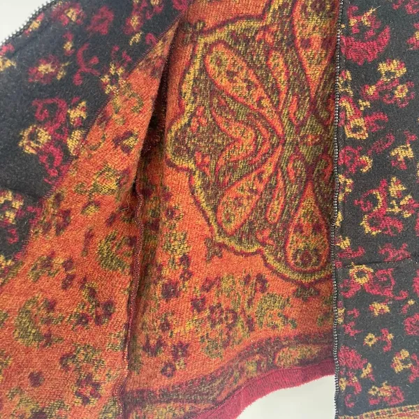IVY Tapestry Full Zip Jacket Black Red Paisley Pockets Mock Neck Size Medium - Image 4