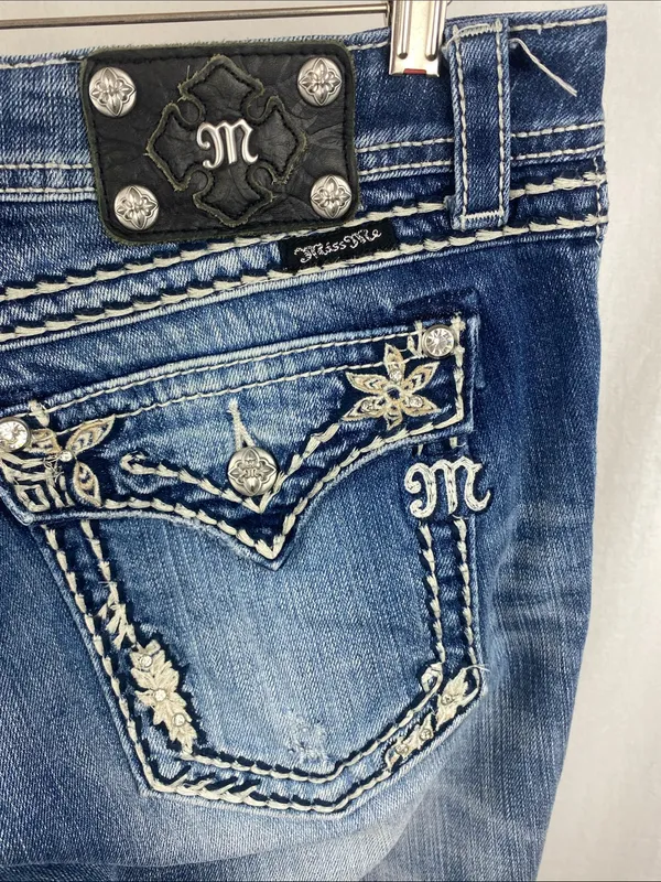 Miss Me Blue Denim Cropped Capri Jeans 33 - Image 5