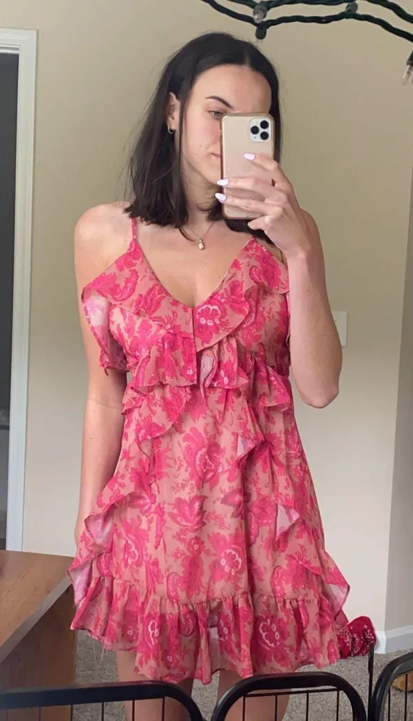 Boutique Pink Printed Sun dress - Image 2
