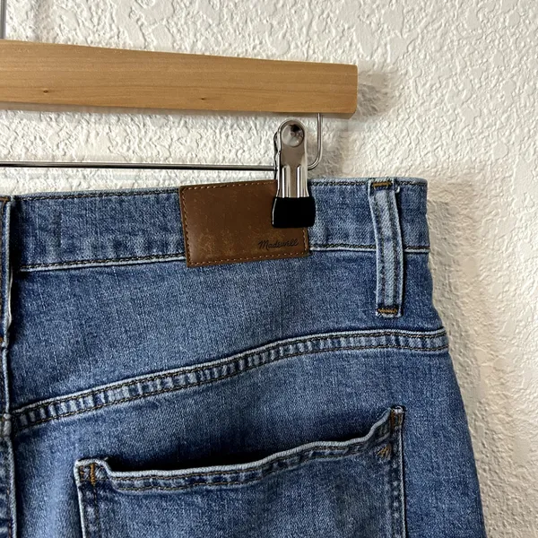Madewell Wide Leg Crop Jeans Womens Size 32 Blue Raw Hem Front Pocket - Image 9