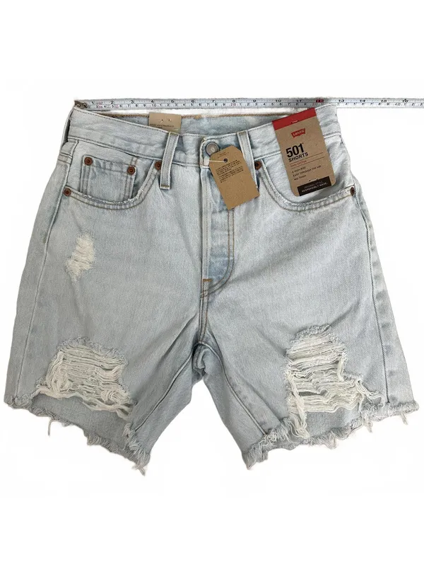 Levi's 501 Mid Thigh Distressed Cotton Shorts Shake It Up NWT Size 24 - Image 3