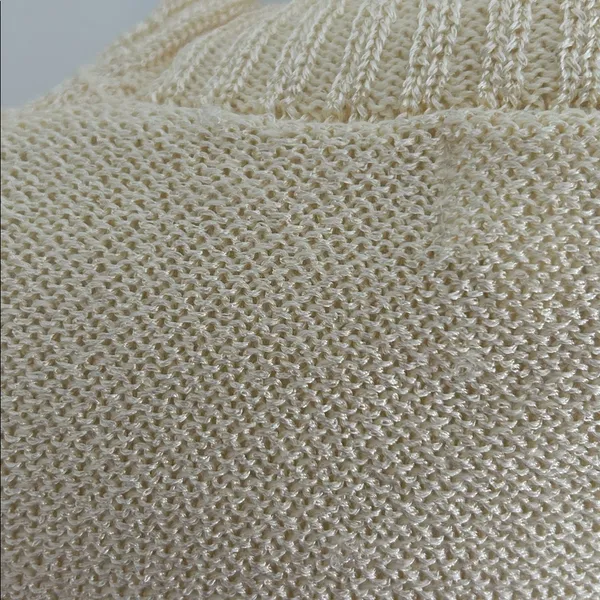 Anthropologie Worn Cream Short Sleeve Knit Crop Top - Image 4